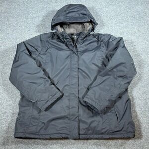 LL Bean Winter Warmer Jacket Womens 2X Reg Black Fleece Lined Hooded